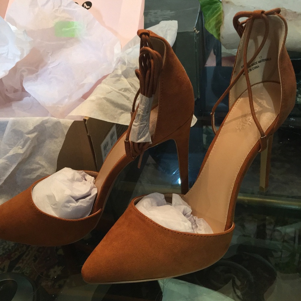 Charlotte Russe [Cognac] Ankle-tie Stillettos Strappy Lace Up Heels - Picture 2 of 9